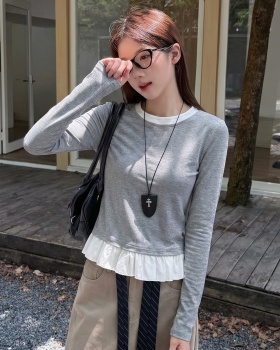 Mixed colors T-shirt Korean style tops for women