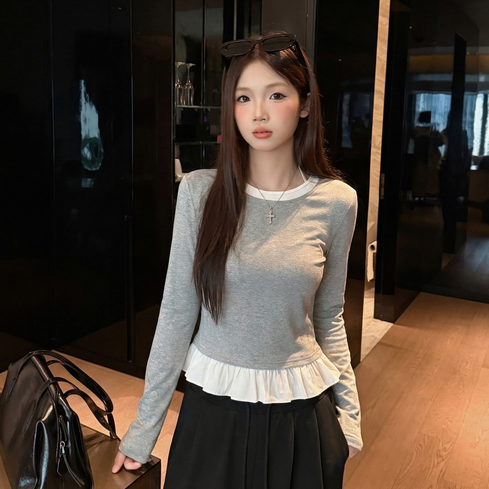 Mixed colors T-shirt Korean style tops for women