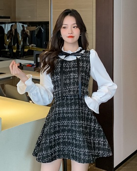 Chanelstyle woolen Pseudo-two dress a set for women