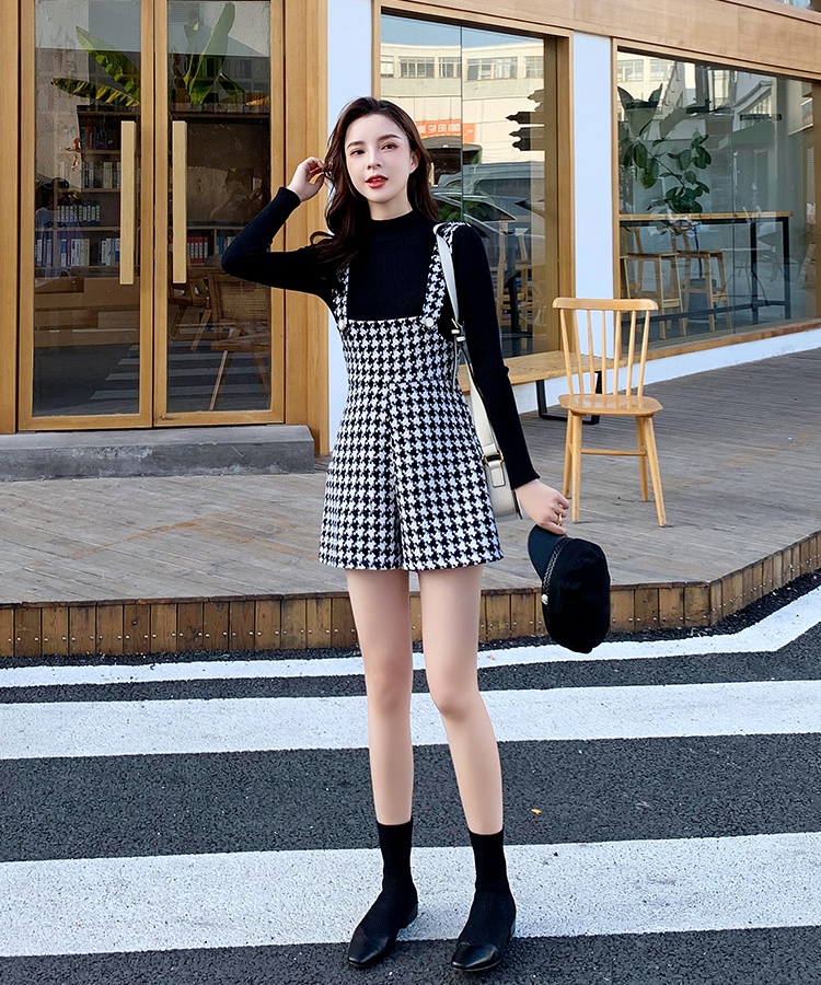 High waist bib pants fashion shorts 2pcs set for women