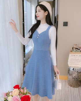 Hepburn style strap dress dress 2pcs set for women