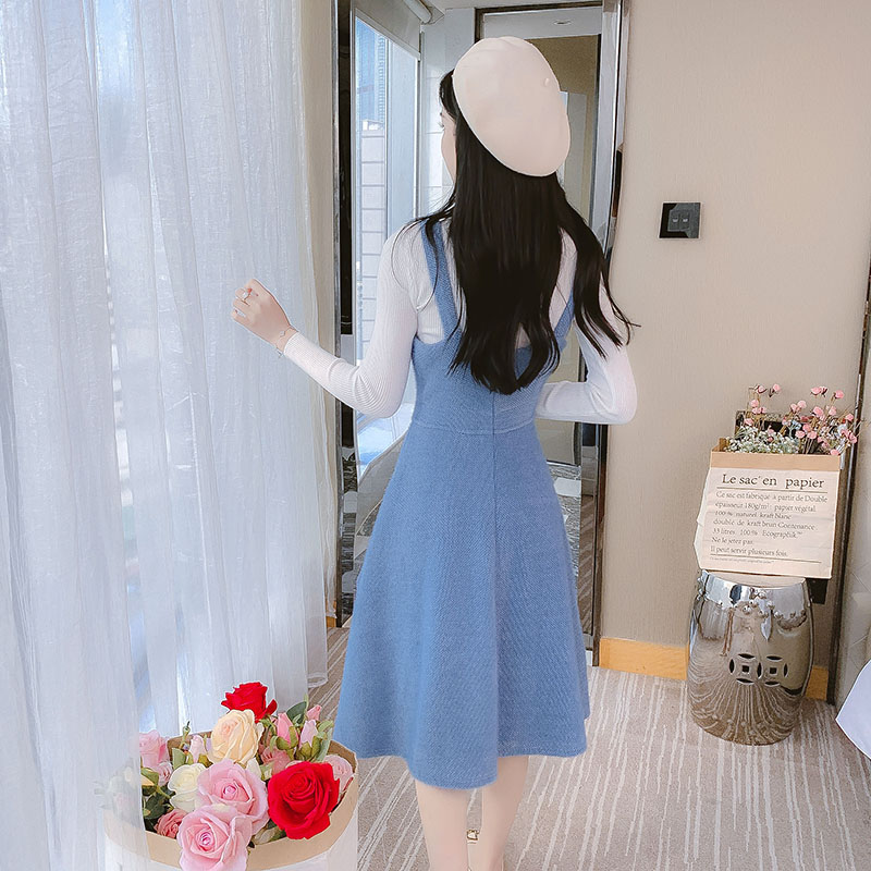 Hepburn style strap dress dress 2pcs set for women