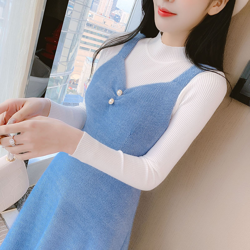 Hepburn style strap dress dress 2pcs set for women