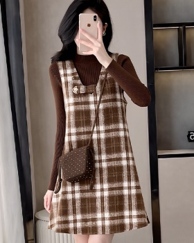 Autumn and winter sweater retro dress 2pcs set for women