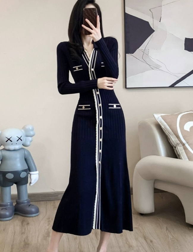Long sleeve dress European style long dress