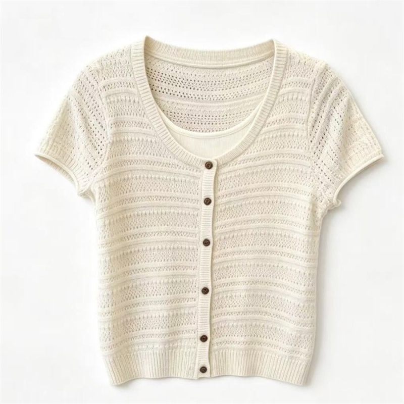 Short sleeve Korean style tops Pseudo-two knitted T-shirt for women