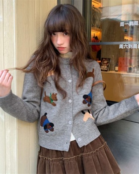 Childlike simple towel knitted cardigan for women