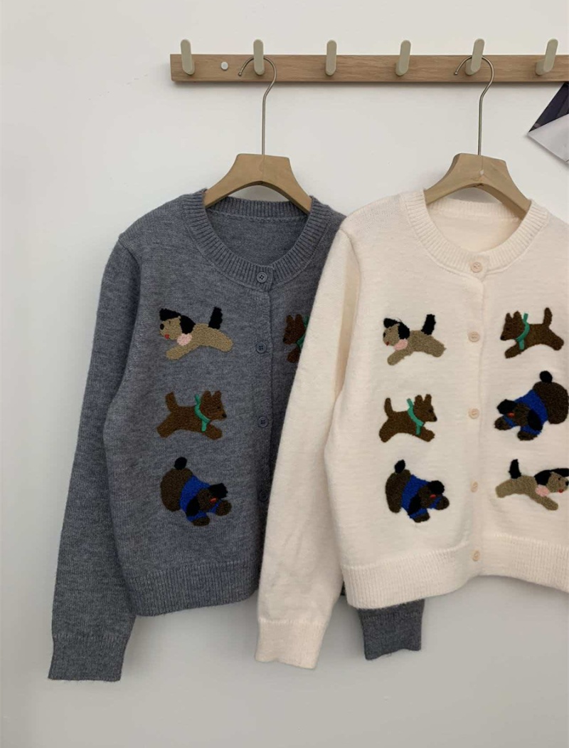 Childlike simple towel knitted cardigan for women