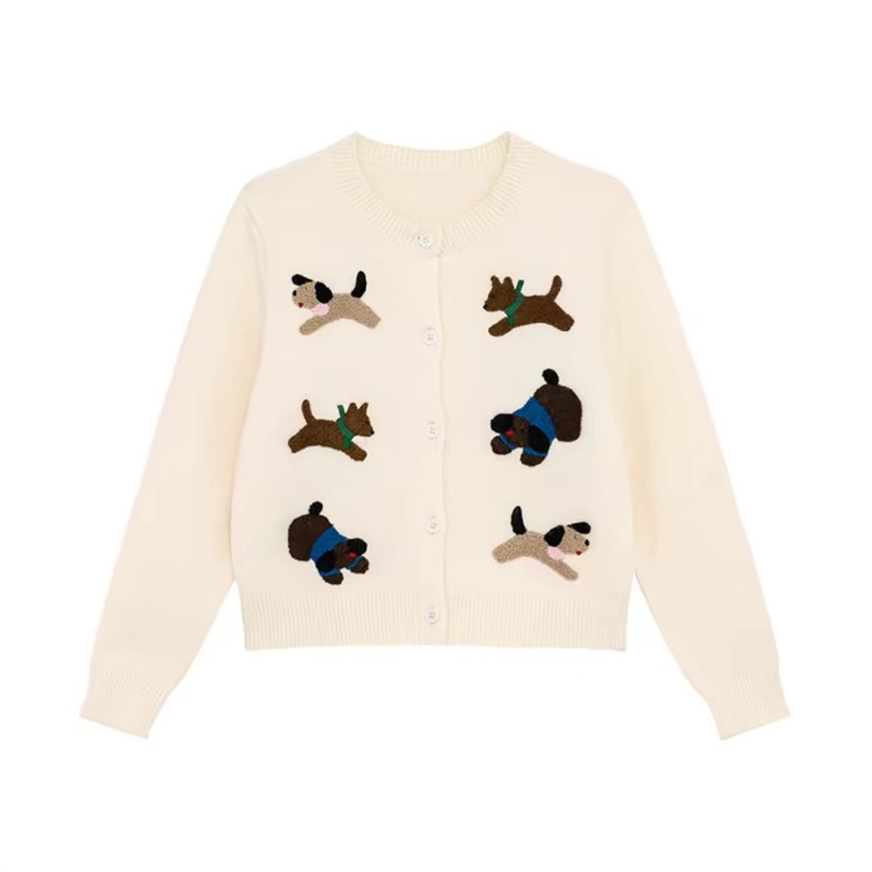Childlike simple towel knitted cardigan for women