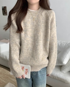 Loose pullover lazy sweater round neck thick tops for women