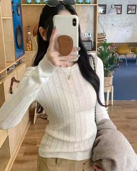 All-match slim pure sweater autumn round neck temperament tops