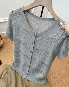 Short sleeve gray tops temperament T-shirt for women