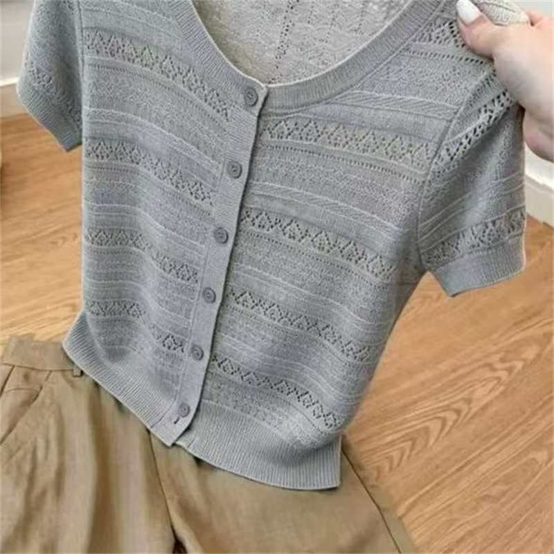 Short sleeve gray tops temperament T-shirt for women