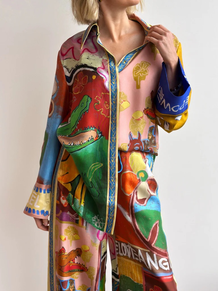 Fashion European style flax Casual tops 2pcs set
