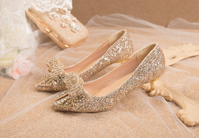 Low high-heeled shoes wedding shoes for women