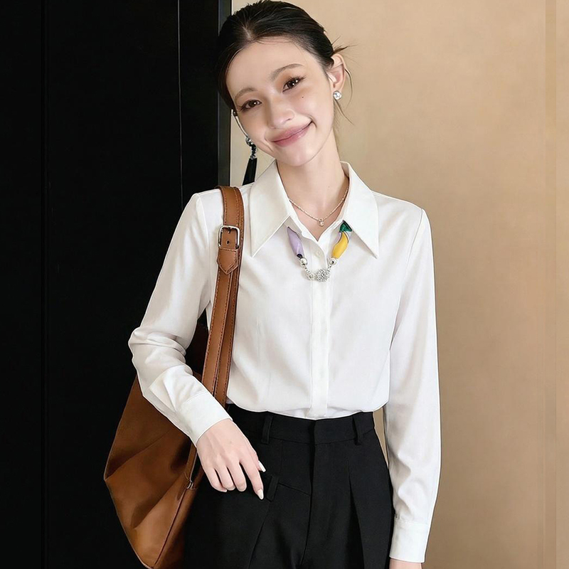 Chiffon lapel tops autumn temperament scarves for women