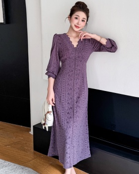 Lace long autumn and winter tender dress