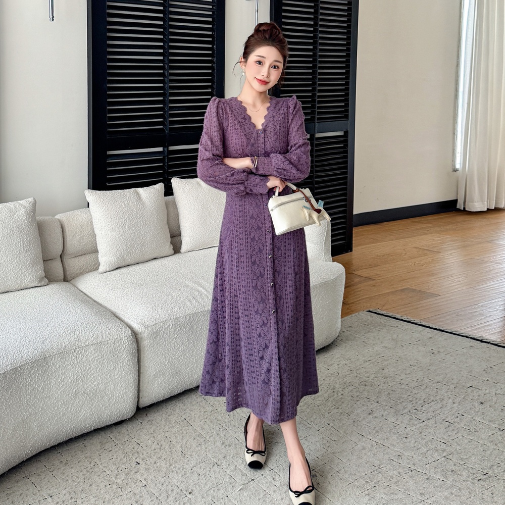 Lace long autumn and winter tender dress