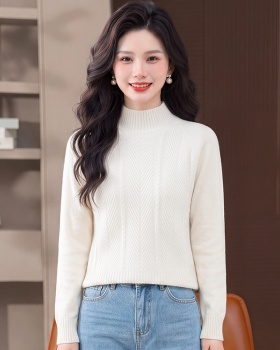 All-match half high collar tender knitted loose tops