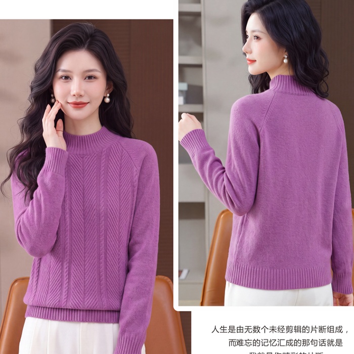 All-match half high collar tender knitted loose tops