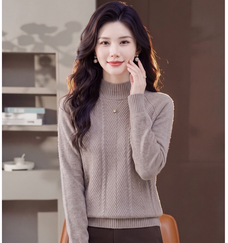 All-match half high collar tender knitted loose tops