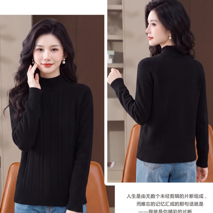 All-match half high collar tender knitted loose tops