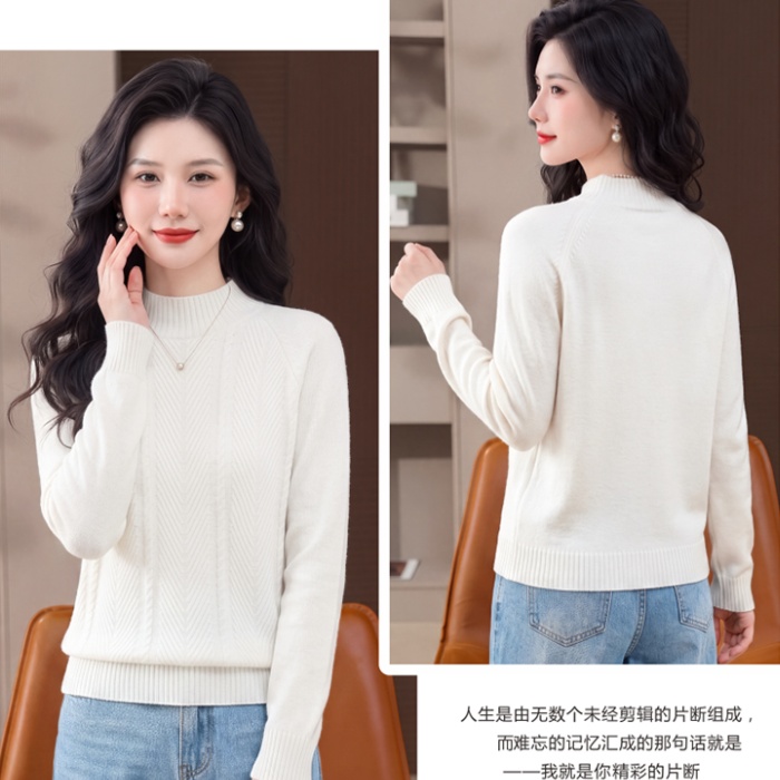 All-match half high collar tender knitted loose tops