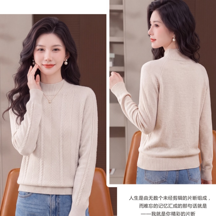 All-match half high collar tender knitted loose tops