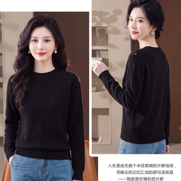Western style sweater round neck tops for women