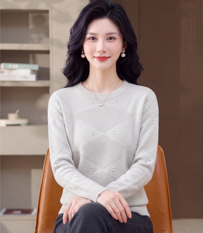 Western style sweater round neck tops for women