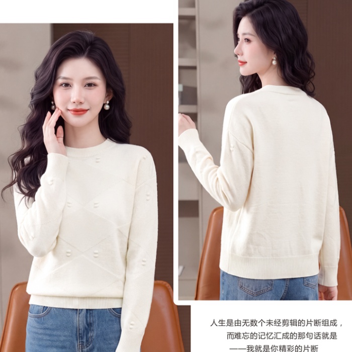 Western style sweater round neck tops for women