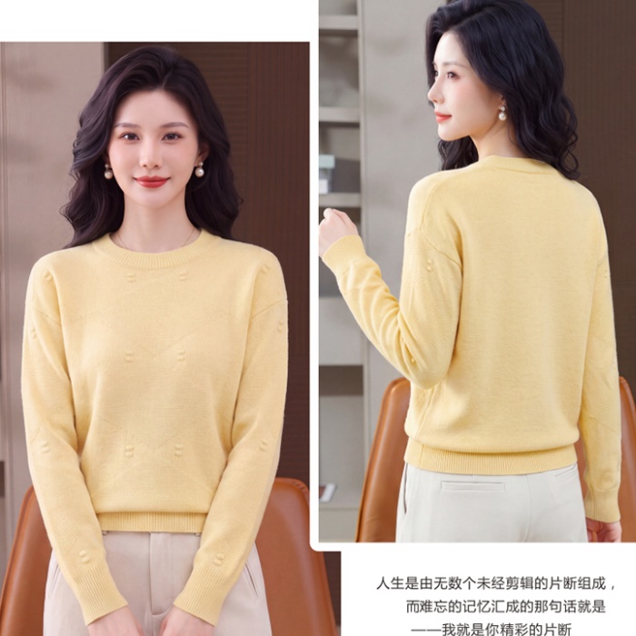 Western style sweater round neck tops for women
