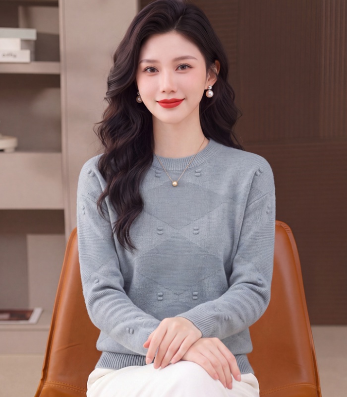 Western style sweater round neck tops for women