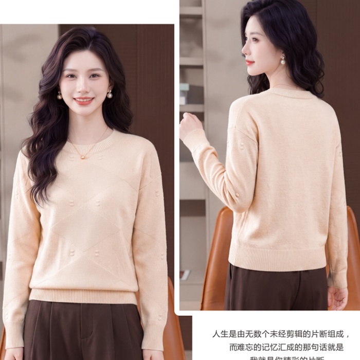Western style sweater round neck tops for women