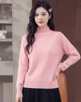 Half high collar sweater knitted tops for women