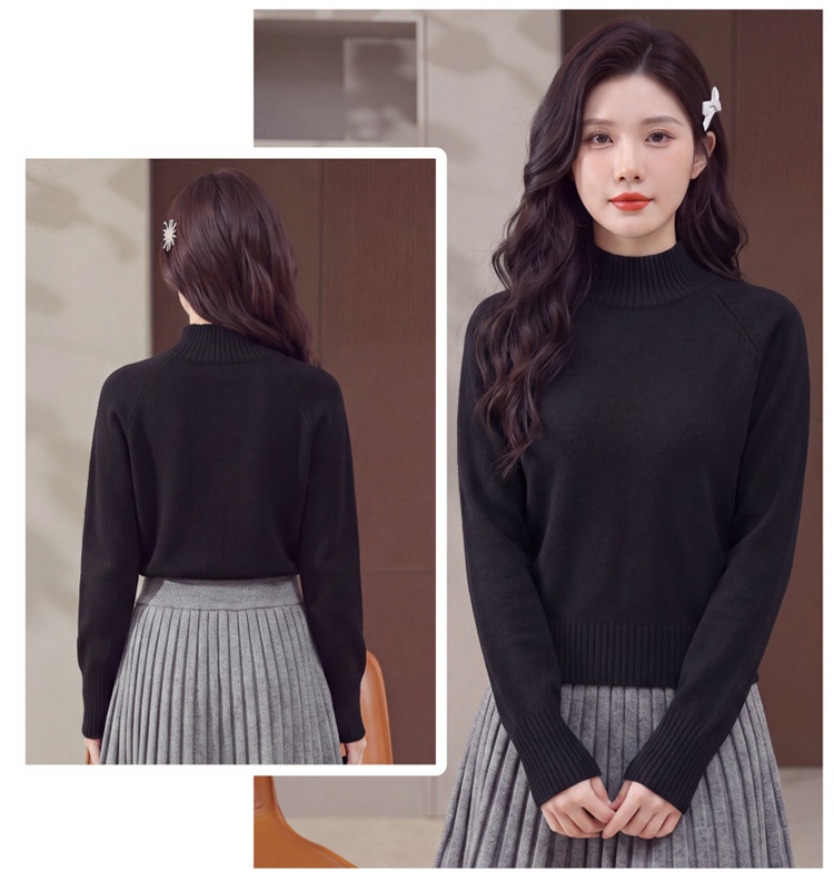 Half high collar sweater knitted tops for women
