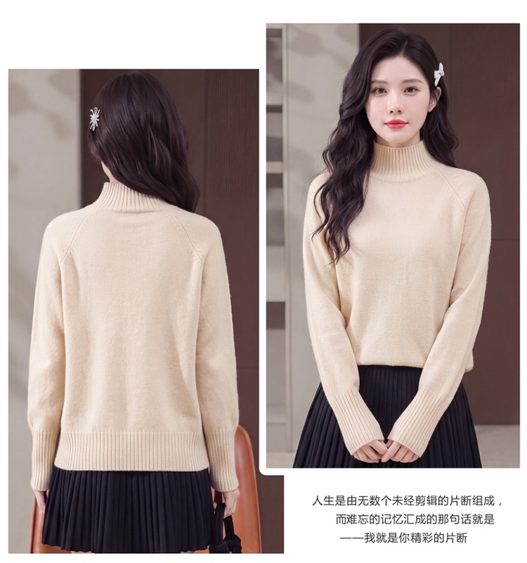 Half high collar sweater knitted tops for women