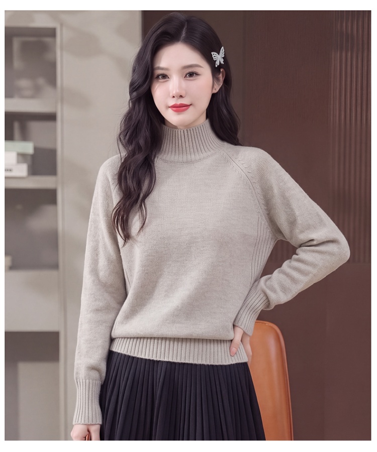 Half high collar sweater knitted tops for women