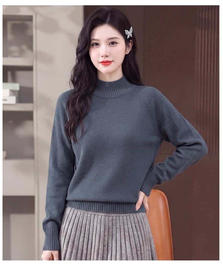 Half high collar sweater knitted tops for women
