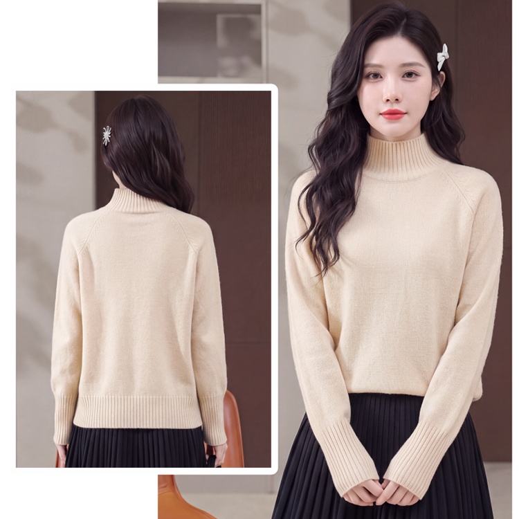 Half high collar sweater knitted tops for women