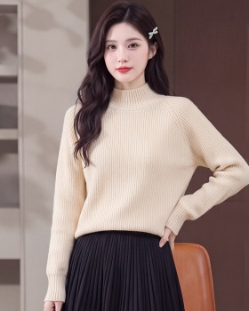 Half high collar lazy spring pink winter sweater