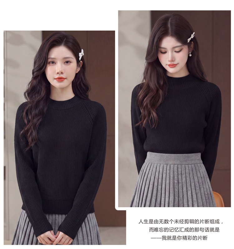 Half high collar lazy spring pink winter sweater