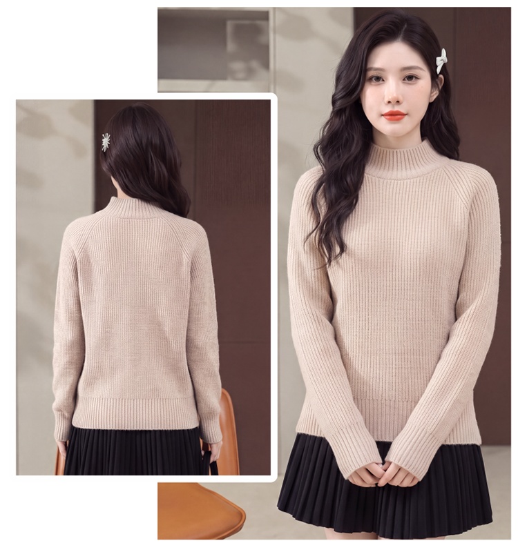 Half high collar lazy spring pink winter sweater