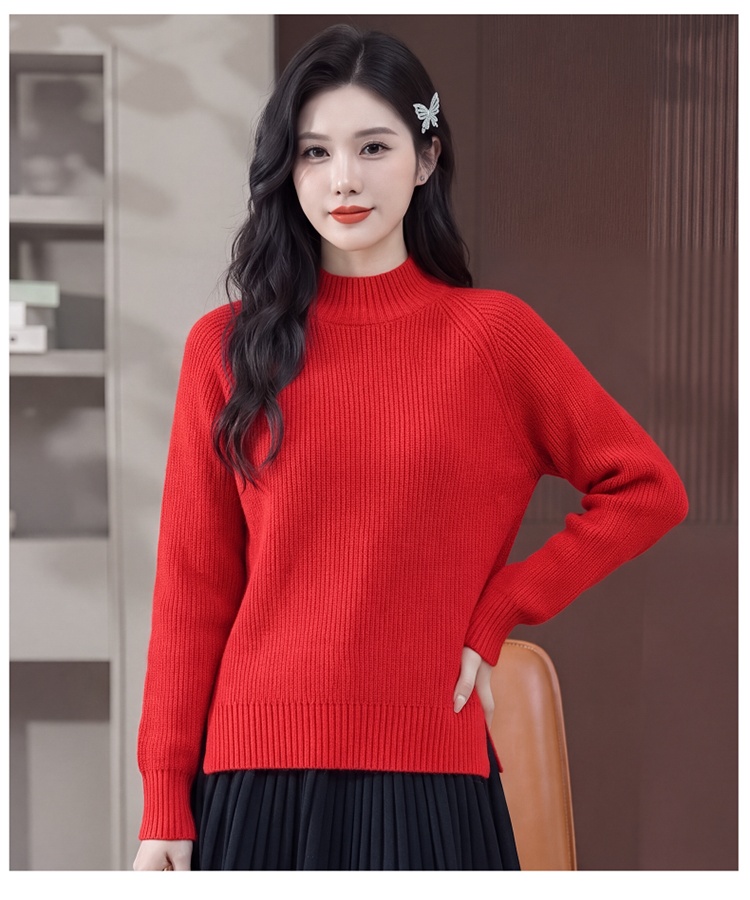 Half high collar lazy spring pink winter sweater