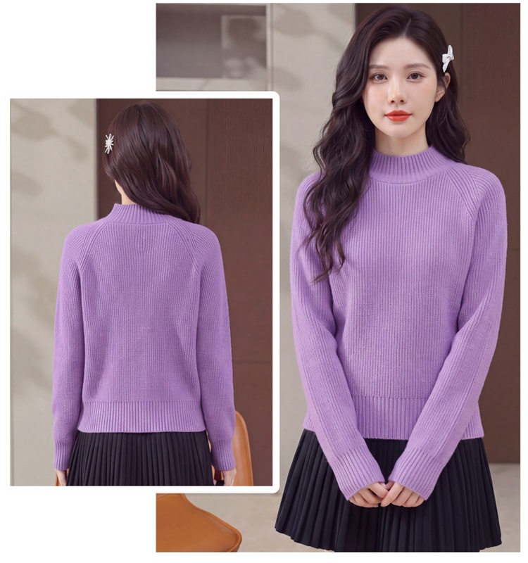 Half high collar lazy spring pink winter sweater