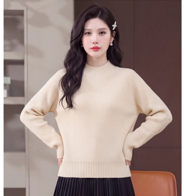 Half high collar lazy spring pink winter sweater