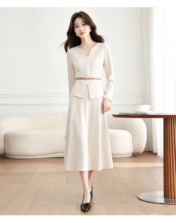Long sleeve black dress autumn skirt 2pcs set for women