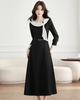 Temperament streamer collar France style dress for women