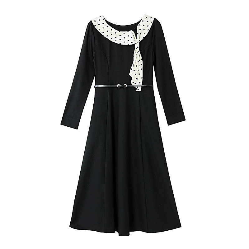 Temperament streamer collar France style dress for women