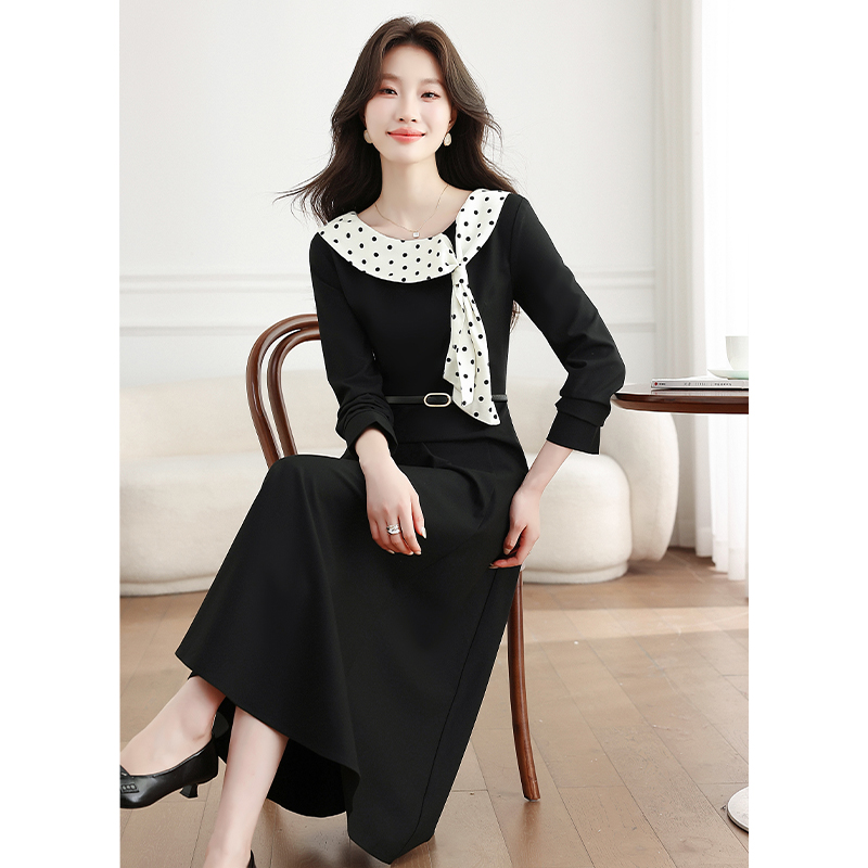 Temperament streamer collar France style dress for women